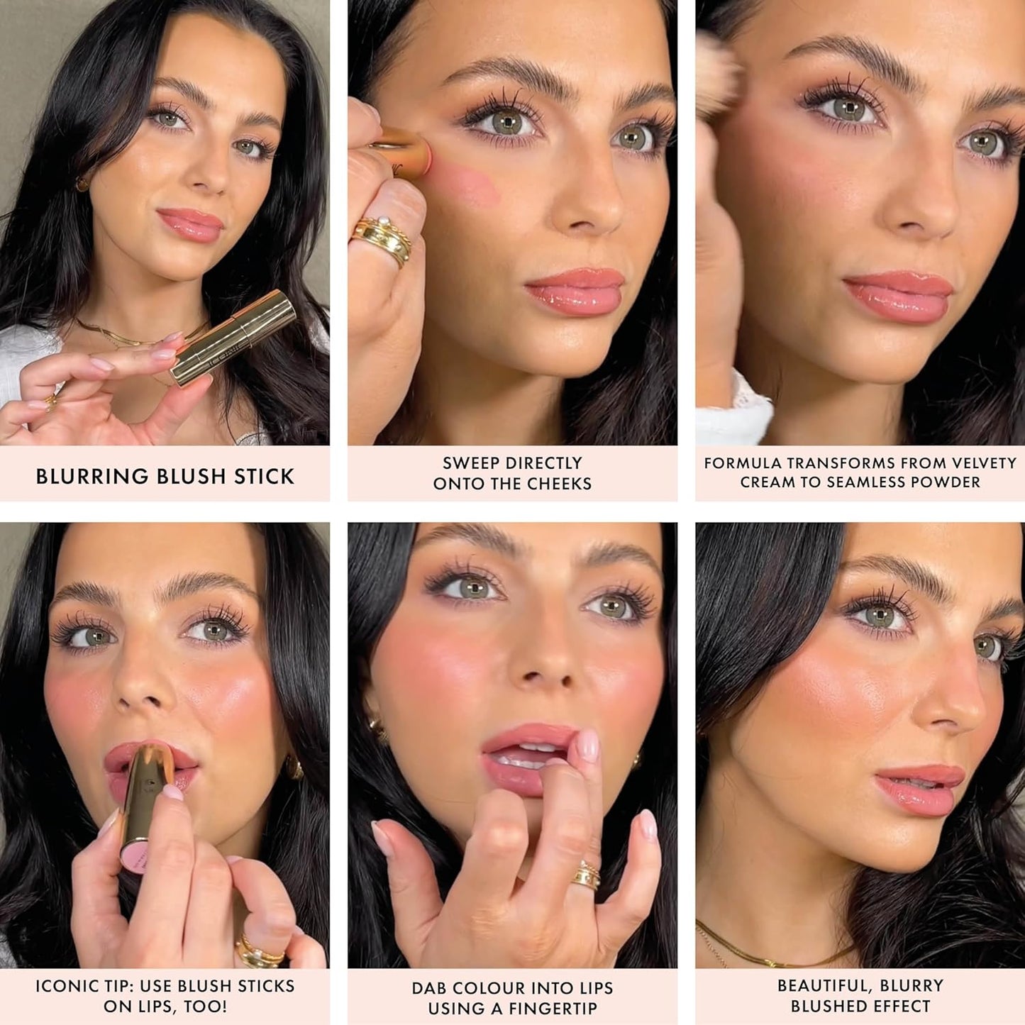 أحمر خدود آيكونيك لندن Blurring Blush Cream to Powder Lip and Cheek Stick، خالٍ من القسوة، نباتي