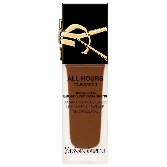 كريم أساس Yves Saint Laurent All Hours Luminous Natural Matte يدوم لمدة 24 ساعة مع عامل حماية من الشمس 30 وحمض الهيالورونيك - Makeup Essential®