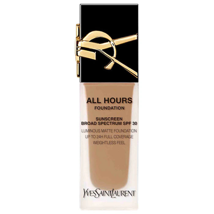 كريم أساس Yves Saint Laurent All Hours Luminous Natural Matte يدوم لمدة 24 ساعة مع عامل حماية من الشمس 30 وحمض الهيالورونيك - Makeup Essential®