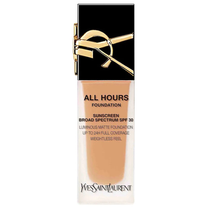 كريم أساس Yves Saint Laurent All Hours Luminous Natural Matte يدوم لمدة 24 ساعة مع عامل حماية من الشمس 30 وحمض الهيالورونيك - Makeup Essential®