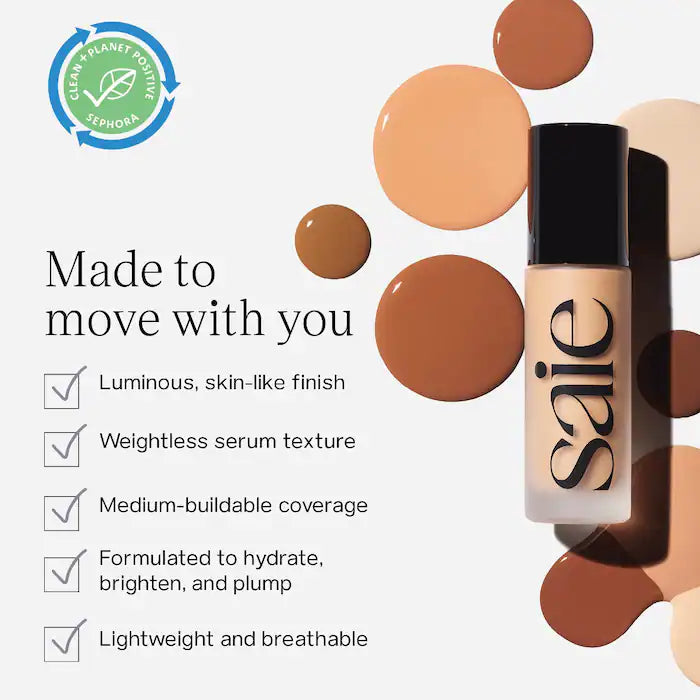 كريم أساس Saie® Glowy Super Skin Tint مع حمض الهيالورونيك