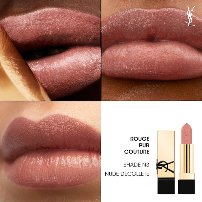 أحمر شفاه Yves Saint Laurent Rouge Pur Couture Caring Satin مع السيراميد - Makeup Essential®