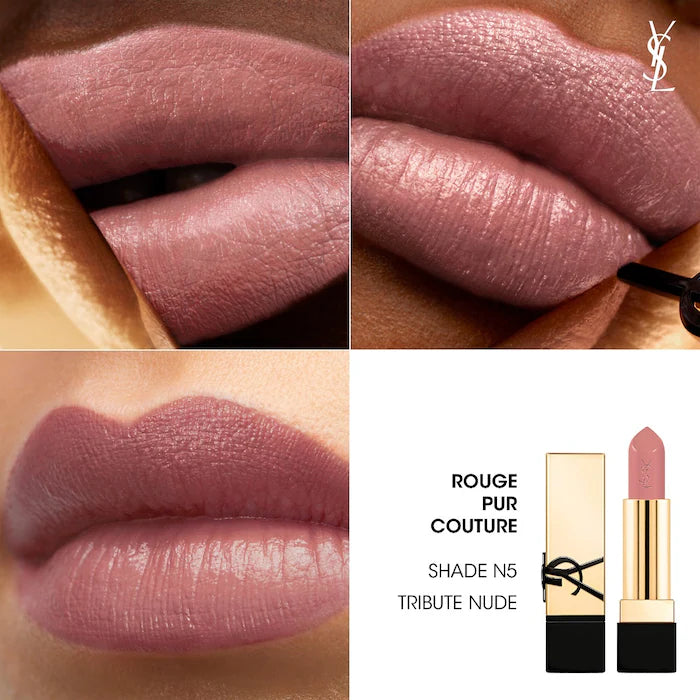 أحمر شفاه Yves Saint Laurent Rouge Pur Couture Caring Satin مع السيراميد - Makeup Essential®