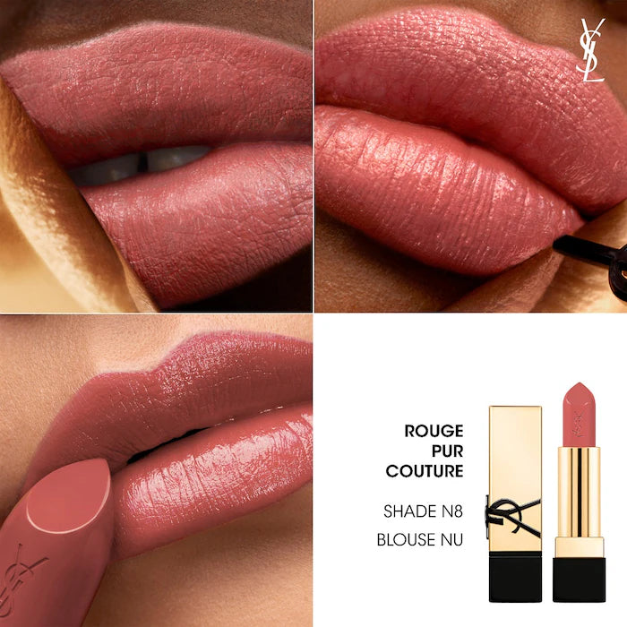 أحمر شفاه Yves Saint Laurent Rouge Pur Couture Caring Satin مع السيراميد - Makeup Essential®