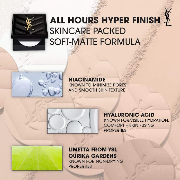 بودرة غير لامعة طبيعية متعددة الاستخدامات All Hours Hyper Finish 24H من Yves Saint Laurent - Makeup Essential®